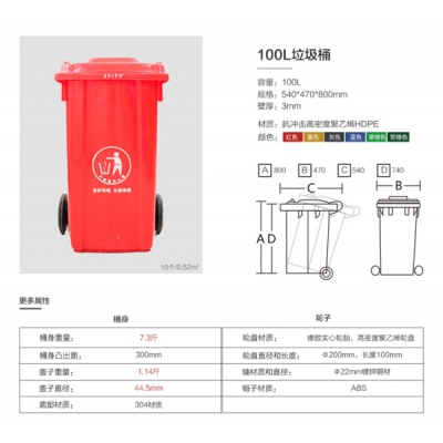 成都100升戶外環(huán)衛(wèi)垃圾桶